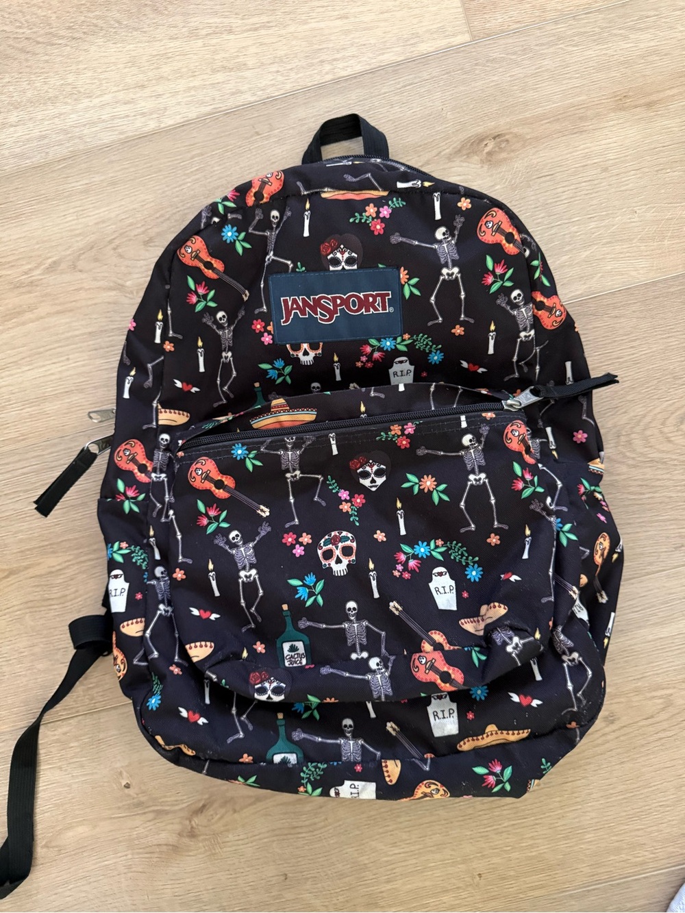 Jansport Black Day of the Dead Skeleton Print Backpack